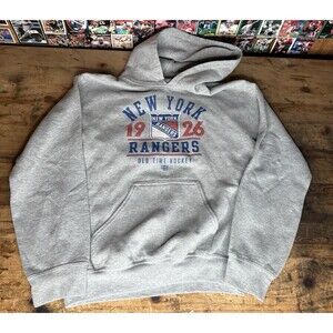 Old Time Hockey New York Rangers Hoodie Sweatshirt Gray Mens Small NHL